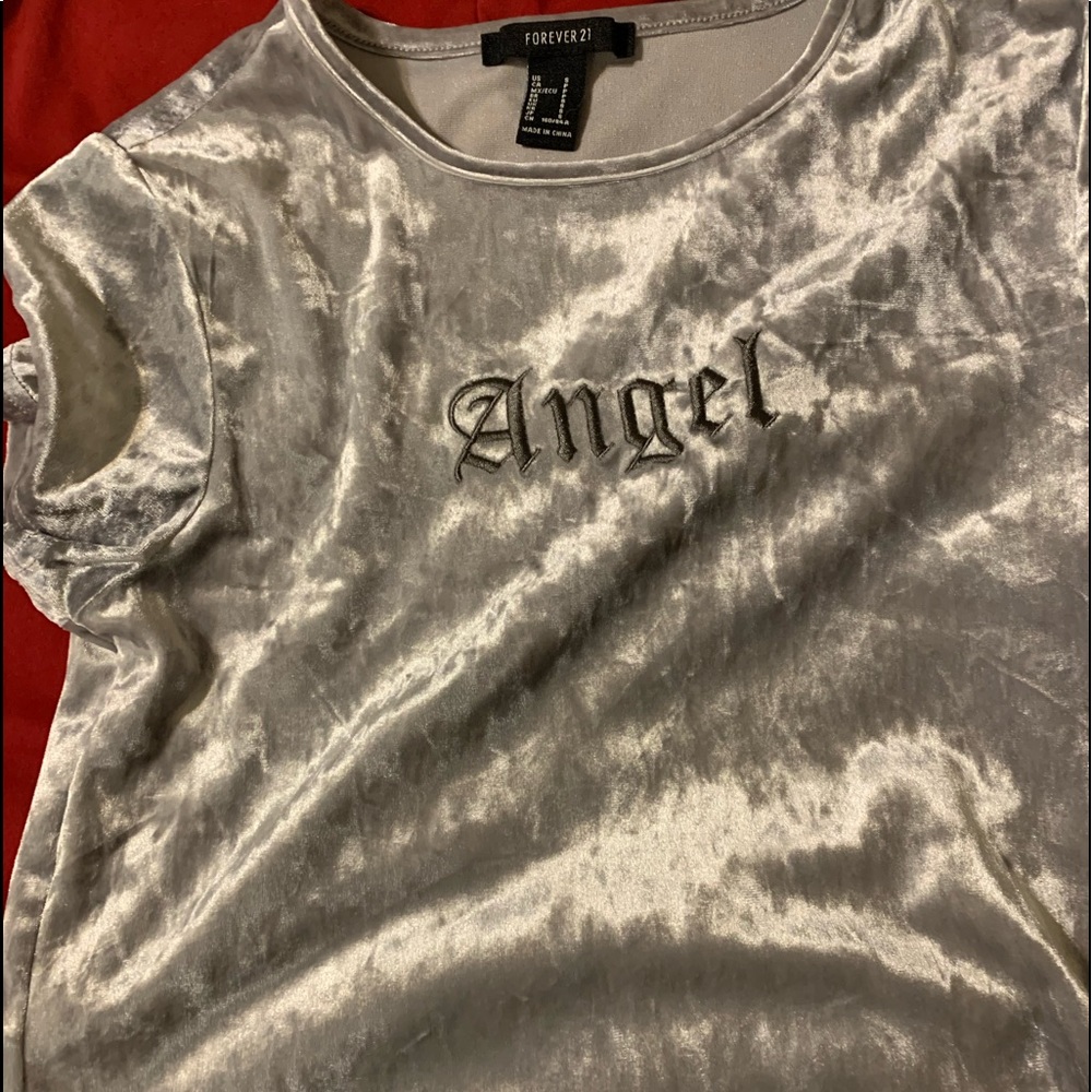 Forever 21 “Angel” cropped shirt
